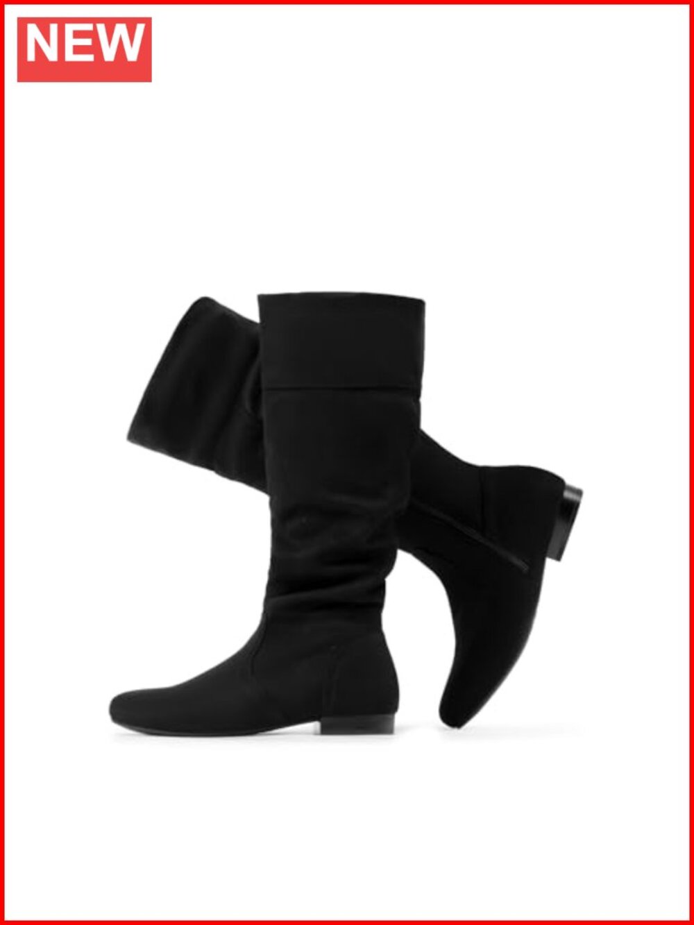Wide Calf Knee High Boots Faux Fur Lined Slouchy Side Zip